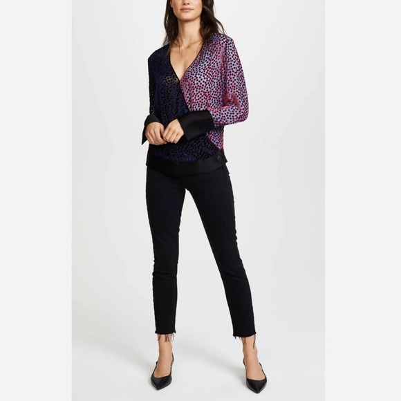 Diane Von Furstenberg Pink and Blue Wrap Blouse - Picture 10 of 16